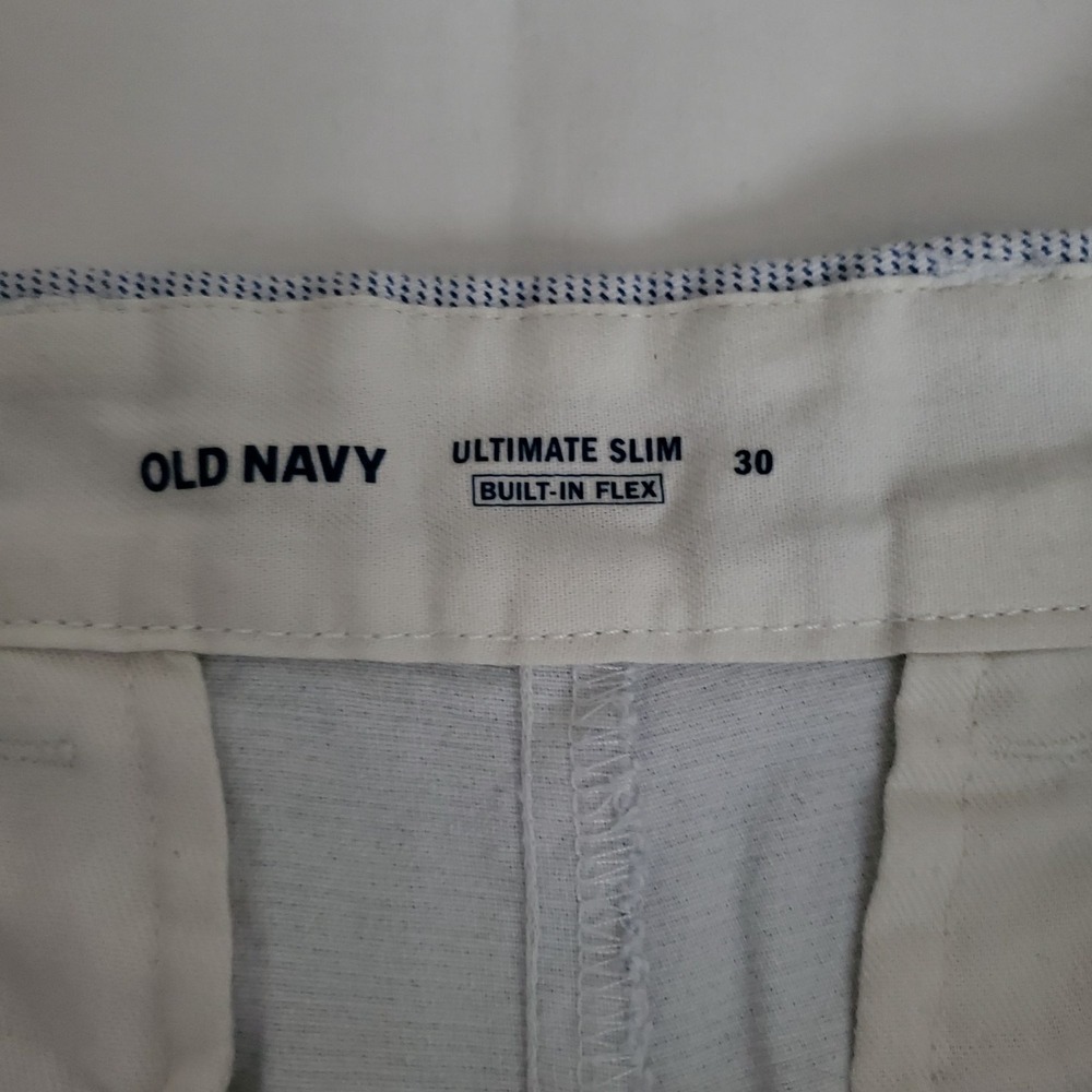 Old Navy Men's Ultimate Slim Micro-Stripe Chino Shorts Mini Blue Striped Size 30 - Picture 5 of 12
